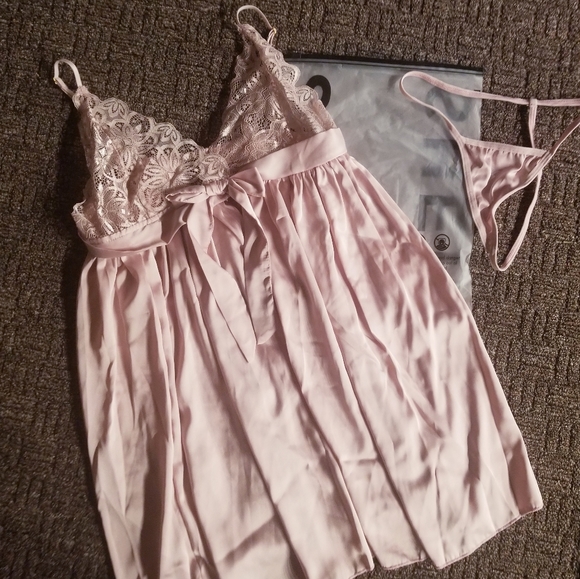 Silky Soft Pink Babydoll Nightgown/Slip with Panty - Picture 4 of 4